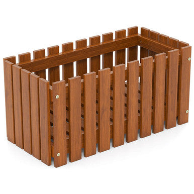 Outdoor Solid Wood Patio Slat Style Flower Planter - 2-Piece
