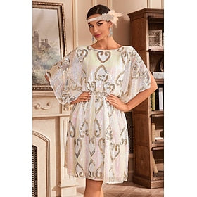 Rétro Vintage Les rugissantes années 20 1920s Robe à clapet Robe Bal Masqué Gatsby le magnifique Femme Paillettes Mascarade Mariage robe demoiselle d honneur F