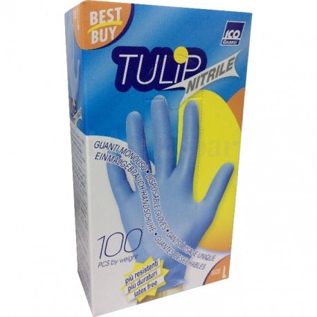 Tulip Gants jetables en nitrile bleus - Taille L, 100 paires