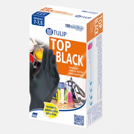 Tulip Gants jetables en nitrile noir - Taille S, 100 paires