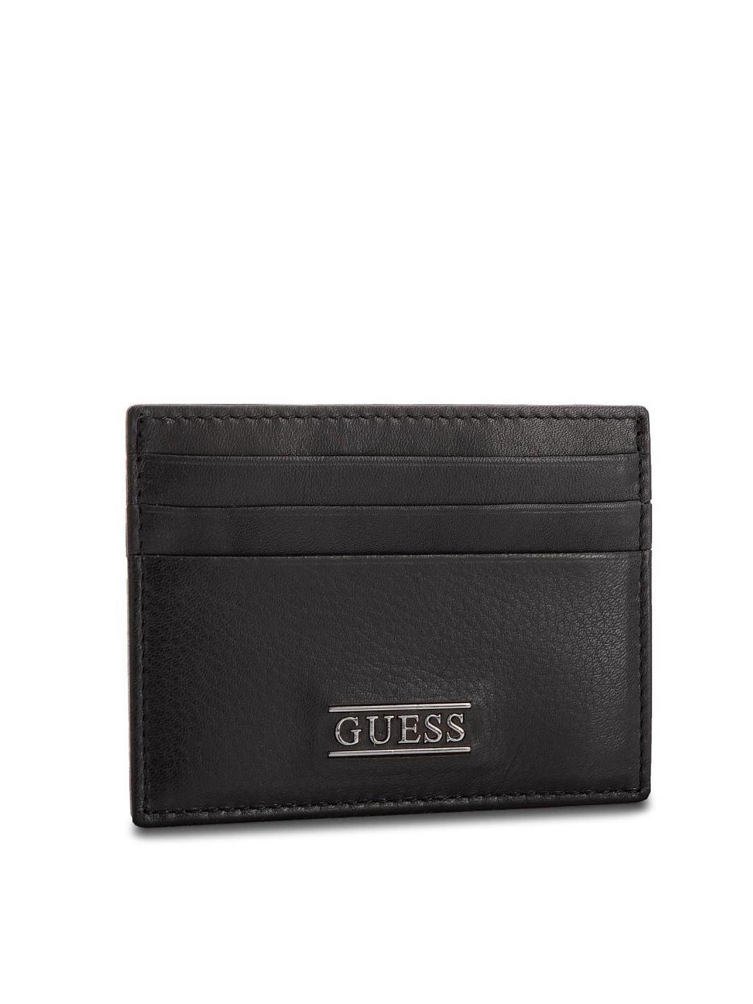 Guess, New Boston Men's Black Leather Credit Card Holder