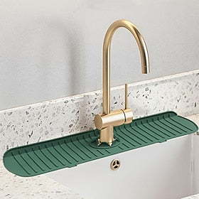 1pc Silicone Faucet Mat amp; Splash Guard, (Upgraded Design) Faucet Handle Water Drip Catcher Tray And Splash Guard, BPA Free Kitchenguard Sink Gadgets