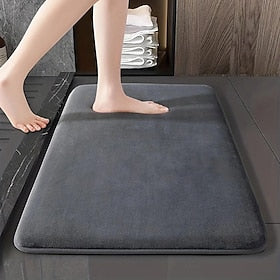 1pc Solid Color Memory Foam Bath Mat Non-slip, Soft Non-Slip Absorbent Bath Mat, Machine Washable Shower Carpet For Home Bathroom, Bathroom Accessories ,Bathro