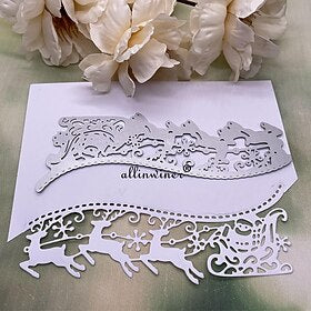 1pc kerstman herten slee grens metalen stansmessen stencils gestanst voor diy scrapbooking album papieren kaart embossing