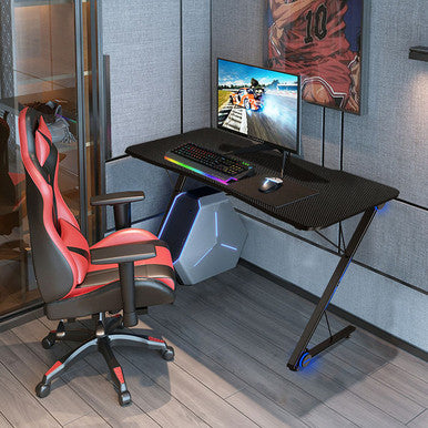 43.5-Inch Z-Shape Gaming Desk with LED Lights