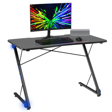 43.5-Inch Z-Shape Gaming Desk with LED Lights