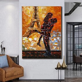 abraçando casal amantes pintura a óleo - pintura a óleo impressionista pintada à mão amantes de paris em tela paleta faca arte pinturas a óleo melhor presente