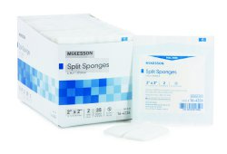 McKesson I.V. - Drain Split Dressing 6 Ply Sterile 2's, 2" x 2", Absorbent, 70 Each - Box