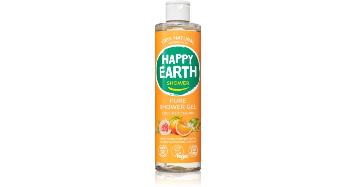 Happy Earth Gel Douche 100% Naturel Petitgrain Rose 300 Ml