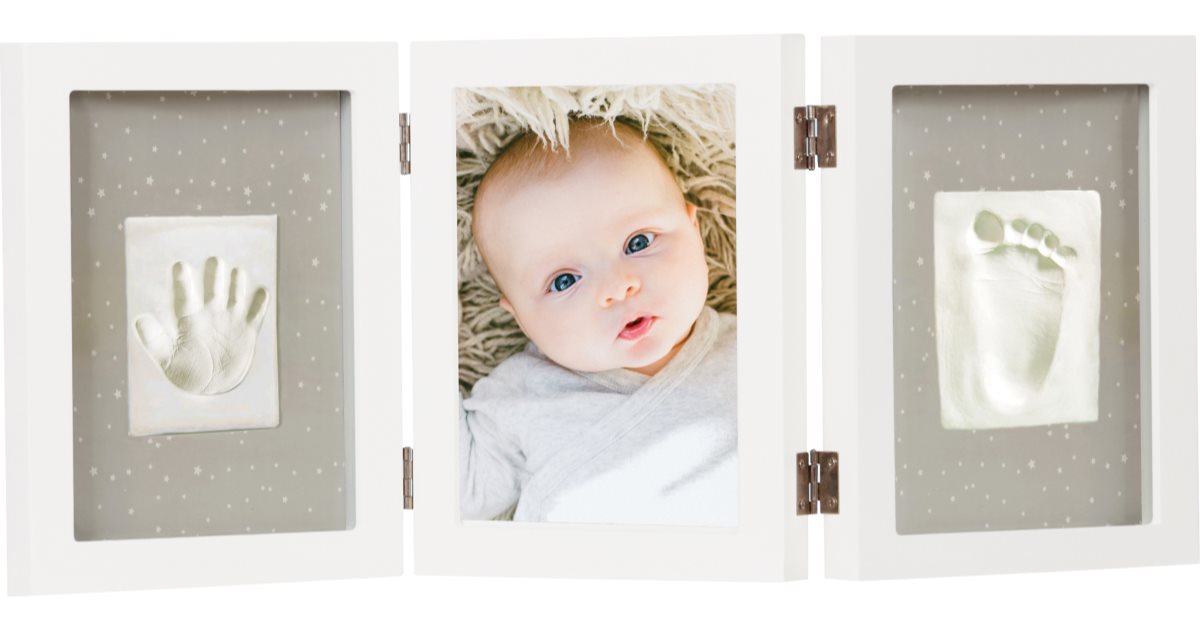 Happy Hands Zestaw z potrójną ramką do odcisków stóp noworodka 3 x 17×22 cm