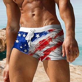 Herre Badeshorts Boxershorts Shorts Lomme Snørelukning Elastisk Talje Træ Kokos palme Planter Åndbart Blød Korte Surfing Ferie Strand Mode Designer Blå-blomst