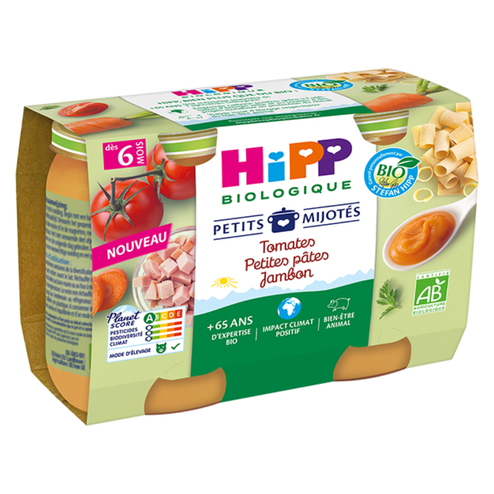 Hipp Petits Gryderetter - Tomat Pasta Med Skinke - Fra 6 måneder - ØKOLOGISK 2X190G