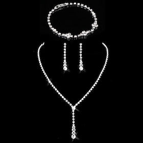 1 set Jewelry Set Bridal Jewelry Sets For Women's Anniversary Party Evening Gift Rhinestone Alloy Tennis Chain