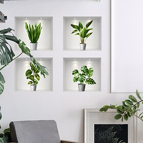 adesivos de parede de plantas 3D autoadesivos - decalques à prova d'água, resistentes à sujeira e fáceis de remover para sala de estar, quarto, cozinha e escri