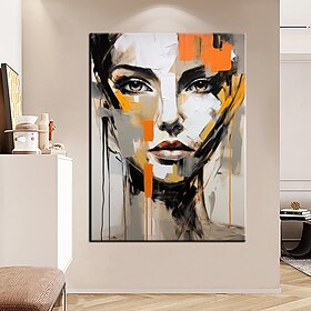 100 % grand tableau d'art mural peint à la main - Peinture abstraite texturée - Peinture de femme - Peinture de texture orange - Peinture abstraite - Art mural
