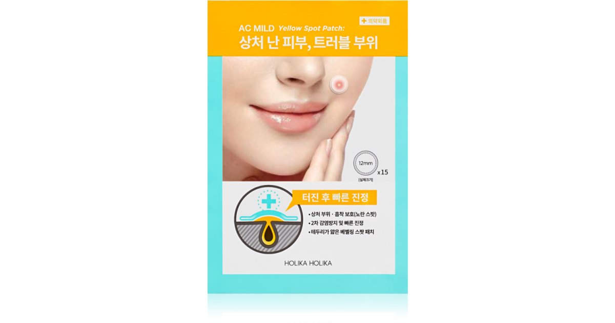 Holika Holika Ac Plasturi cu pete ușoare pentru pielea problematică împotriva petelor galbene 15 bucăți