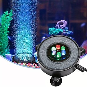 Lumière led à bulles d'air pour aquarium, 1 pièce, rideau d'air pour aquarium, disque en pierre à bulles avec 6 led à couleur changeante, prise us-eu-au-uk