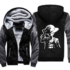 One Piece Monkey D. Luffy Hoodie Anime Outerwear Anime Graphic For Couple's Men's Women's Adults' Hot Stamping Casual Daily