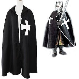 Rétro Vintage Epoque Médiévale Renaissance Cap Manteau Chevalier Viking Croisé Homme Couleur Pleine Mascarade Soirée Manteau