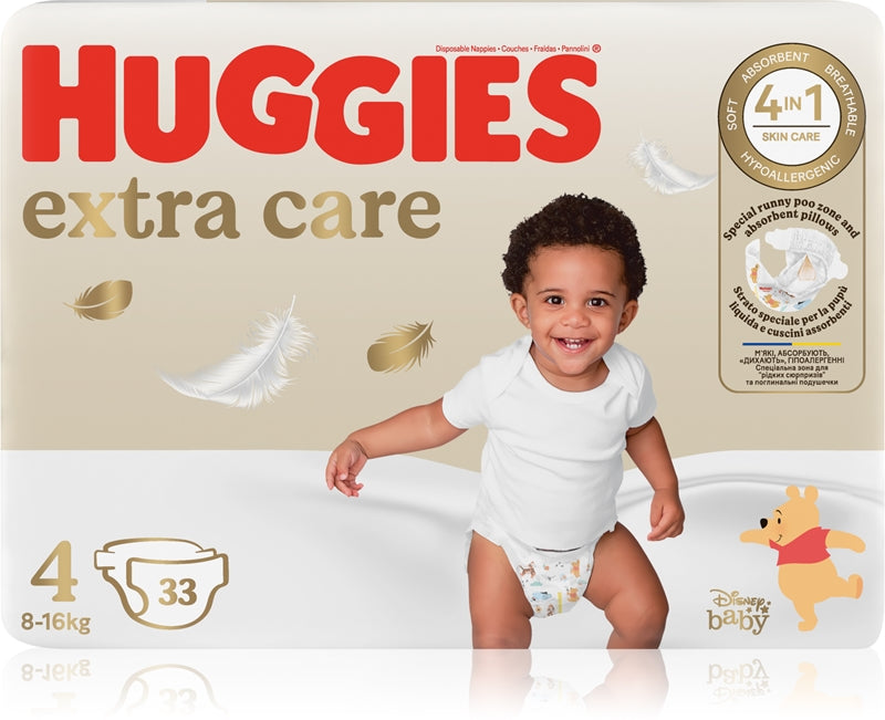 Huggies Couches jetables Extra Care taille 4 8-16 kg 33 pièces