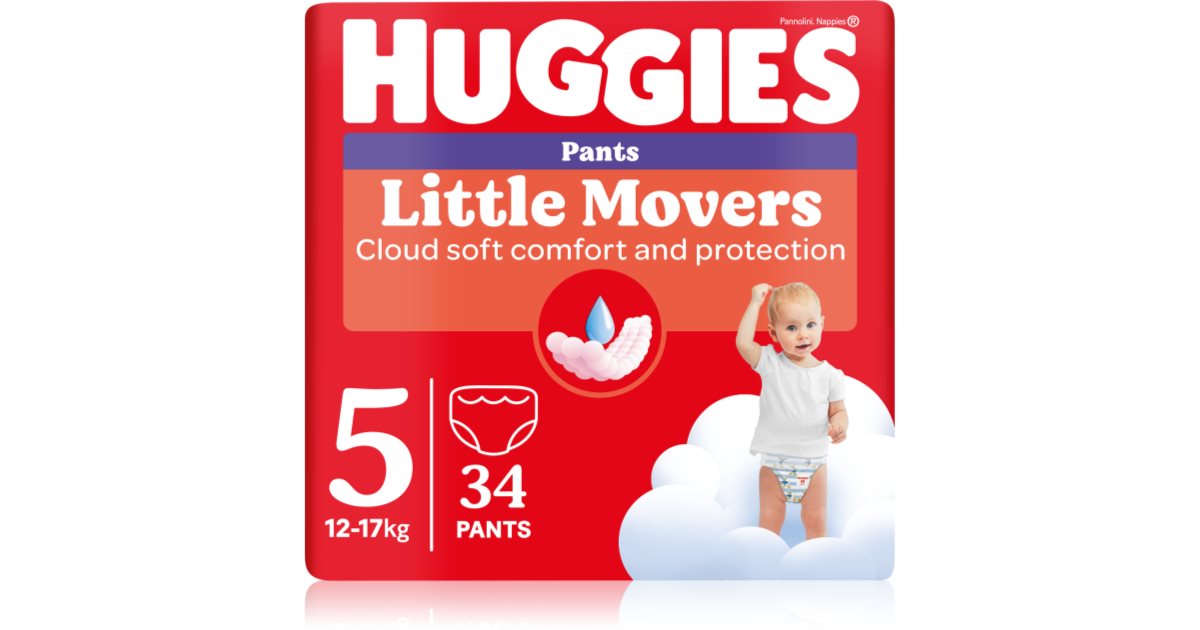 Huggies Couches jetables Little Movers Pants 12-17 kg 34 pièces