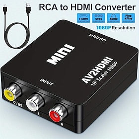 RCA To HDMI,AV To HDMI Converter1080P  Mini RCA Composite CVBS Video Audio Converter Adapter Supporting PAL-NTSC For TV-PC- PS3- STB-Xbox VHS-VCR-Blue-Ray DVD