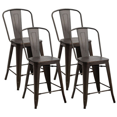 Tolix Style Metal Dining Chairs (Set of 4)