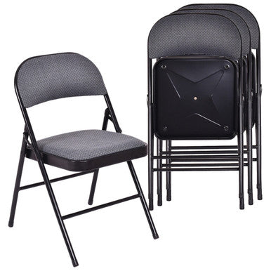 Folding Metal Chairs with Padded Seats (Set of 4)