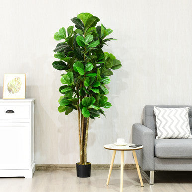 6-ft Artificial Fig Tree Decorative Planter