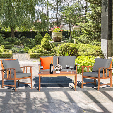 4-Piece Wooden Patio Furniture Set