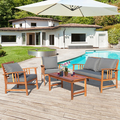 4-Piece Wooden Patio Furniture Set