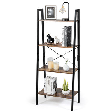 4-Tier Industrial Storage Ladder Bookcase