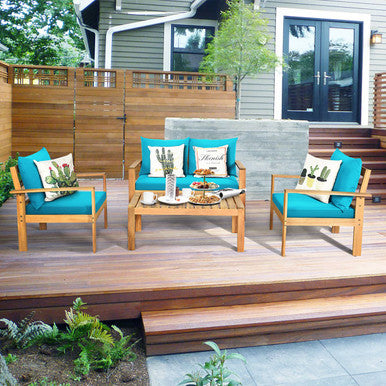4-Piece Acacia Wood Loveseat Patio Furniture Set