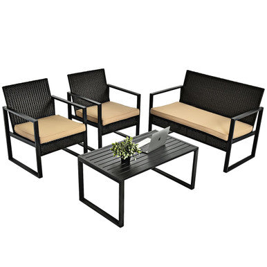 4-Piece Rattan  Patio Furniture Set