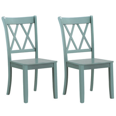 Cross Back Rubberwood Dining Room Chairs (Set of 2)