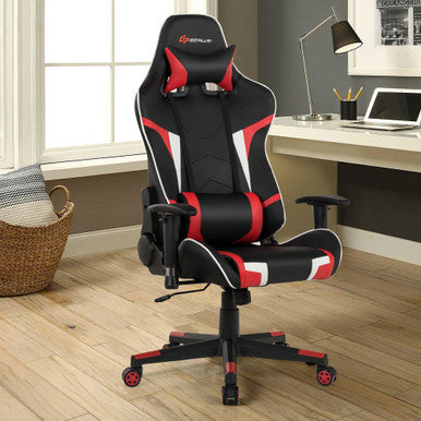 Gaming Chair with Ergonomic Cushion and Lumbar Support Massager