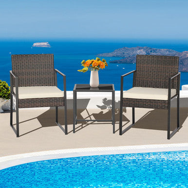 3-Piece Modern Heavy-Duty Patio Furniture Set with Coffee Table
