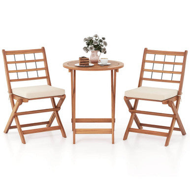 3-Piece Acacia Wood Patio Bistro Set with Table and Chairs