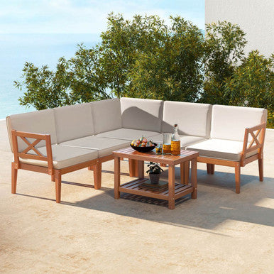 6-Piece Acacia Wood Patio Furniture Set