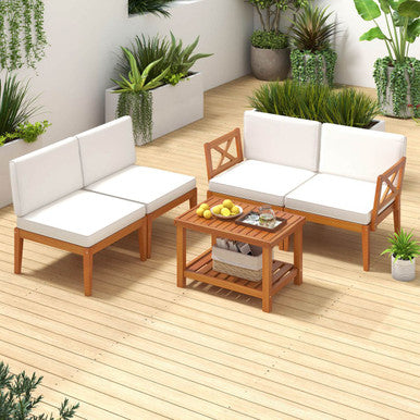 5-Piece Acacia Wood Patio Furniture Set