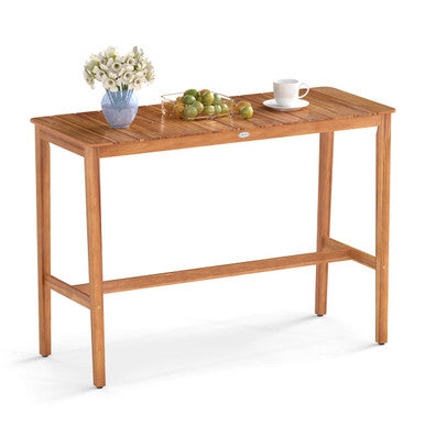 Acacia Wood Counter-Height Table with Slatted Tabletop