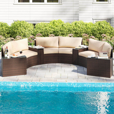 7-Piece Cushioned Patio Furniture Set with Tempered Glass Tables