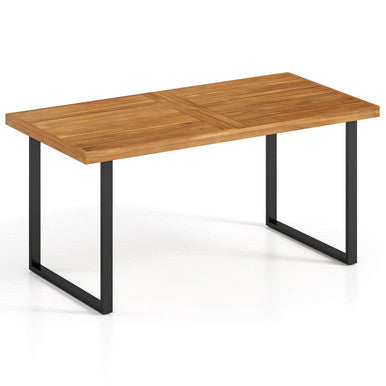 63" Acacia Wood Dining Table with Slatted Tabletop