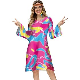 Rétro Vintage Hippie Années 80 Robe Hippie poupée Femme Mascarade Fête - Soirée Défilé de la fierté Mois de la fierté Robe