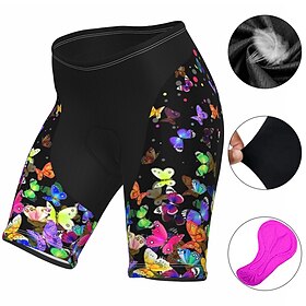 21Grams Women's Bike Shorts Cycling Padded Shorts Bike Shorts Pants Mountain Bike MTB Road Bike Cycling Sports Rainbow Butterfly 3D Pad Fast Dry Breathable Qui