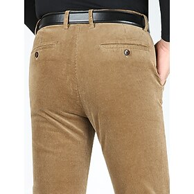 Men's Dress Pants Corduroy Pants Winter Pants Trousers Suit Pants Pocket Plain Comfort Breathable Outdoor Daily Going out Fashion Casual Black Wine