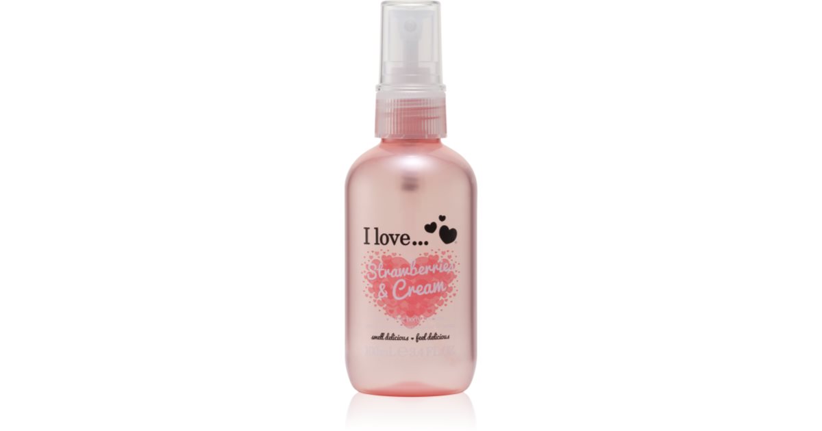 I love... Odświeżający spray do ciała Truskawki i śmietanka 100 ml