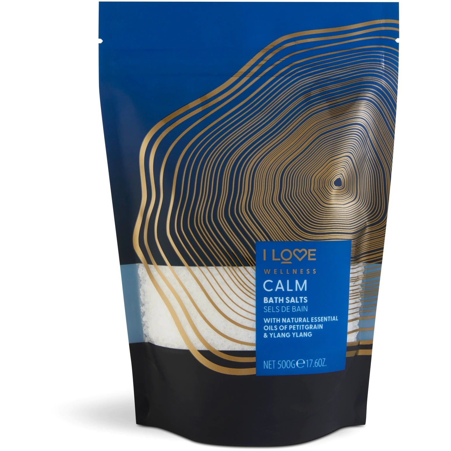 I Love, Wellness Calm, eteriska oljor, badsalt, 500 g