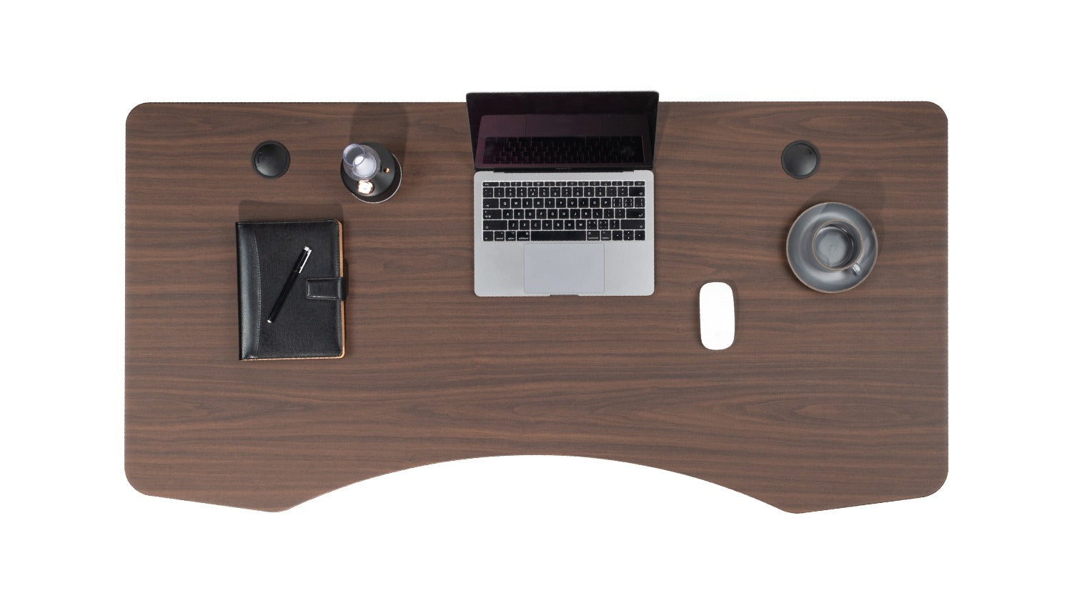 FinerCrafts Standing Desk: Curved Top English Walnut - 60'' x 24'' Medium