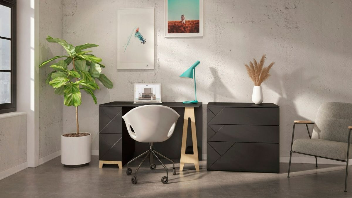 Nexera Atypik 3-Drawer Storage and Filing Cabinet Black